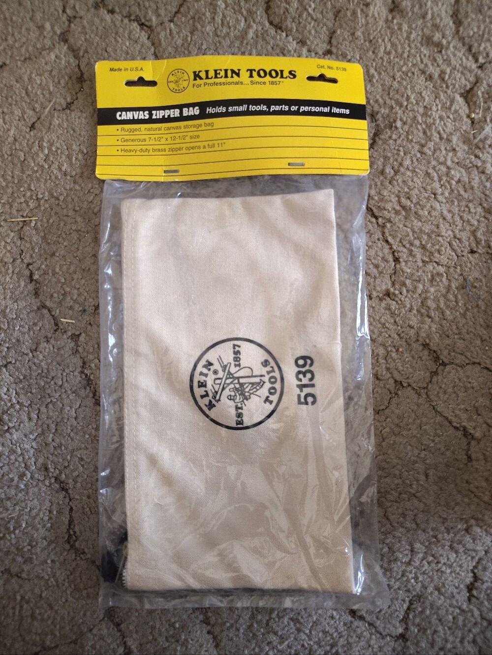Klein Tools 5139, Zipper Bag, Canvas Tool Pouch 12.5 x 7.5 Inch